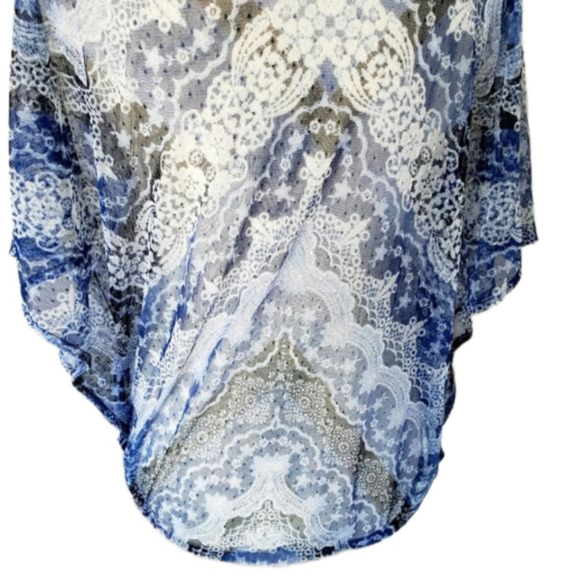 🦋 I.N.C international blue floral sheer faux wrap size Large 🦋 - Picture 3 of 7